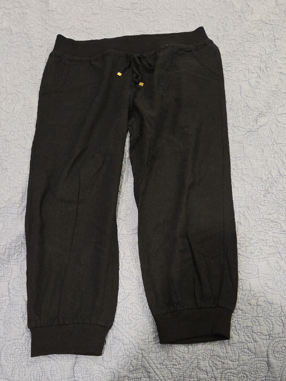 Forever 21 Black Cropped Linen Jogger Pants Size L!